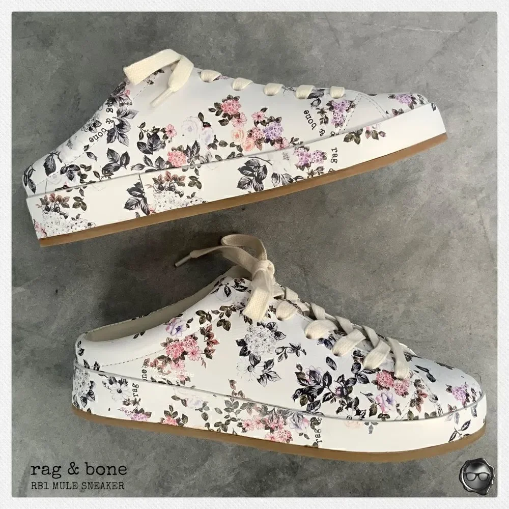 RAG & BONE RB1 MULE SLIP ON PATFORM SNEAKER IN GARDEN FLORAL WOMEN’S SIZE 7.5